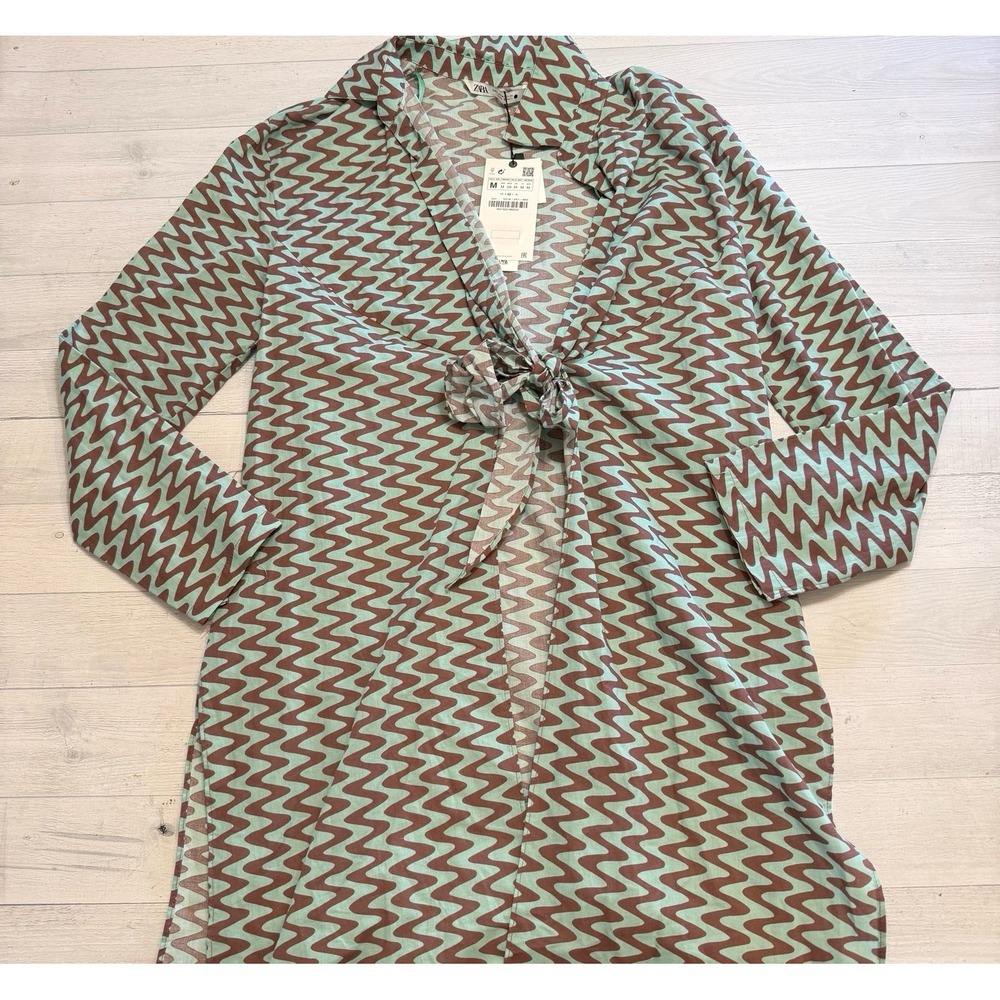 Zara the lissie shirt mint green‎ mocha women's medium NEW